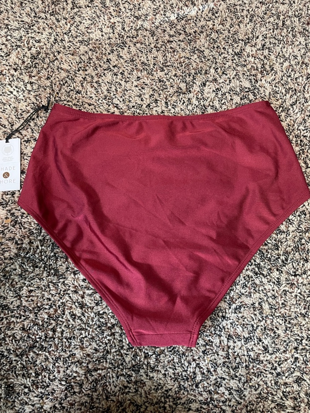 Shade & Shore High-Waist Bikini Bottoms - Burgundy Wine Size M (8-10) | NWT - Picture 3 of 5